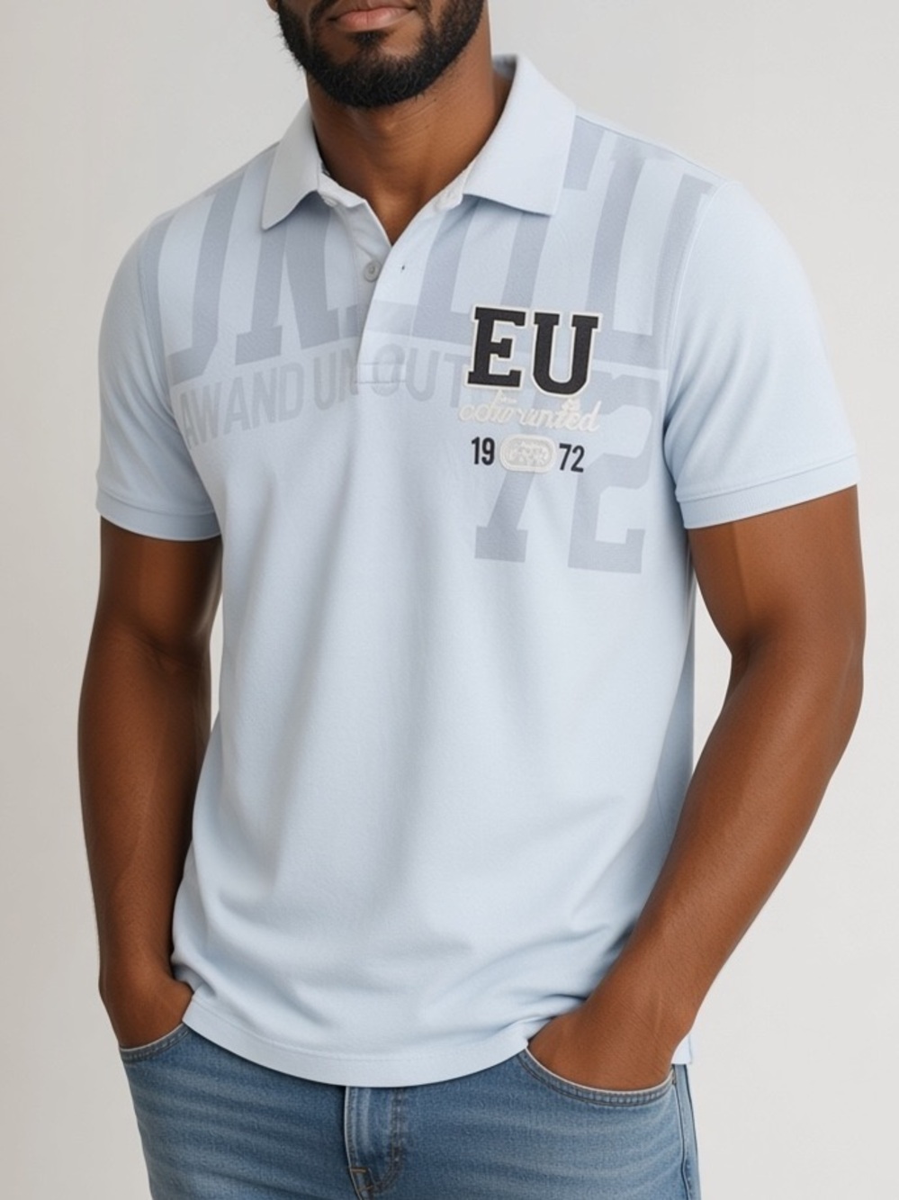 Ecko Unlimited Light Blue Men's Polo with EU Graphic